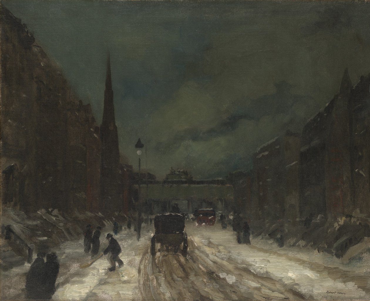 Escena callejera con nieve (57th Street, NYC.), 1902 de Robert Cozad Henri