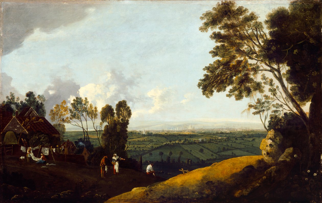 Vista de Londres desde Highgate, c.1775 (óleo sobre lienzo) de Robert Crone