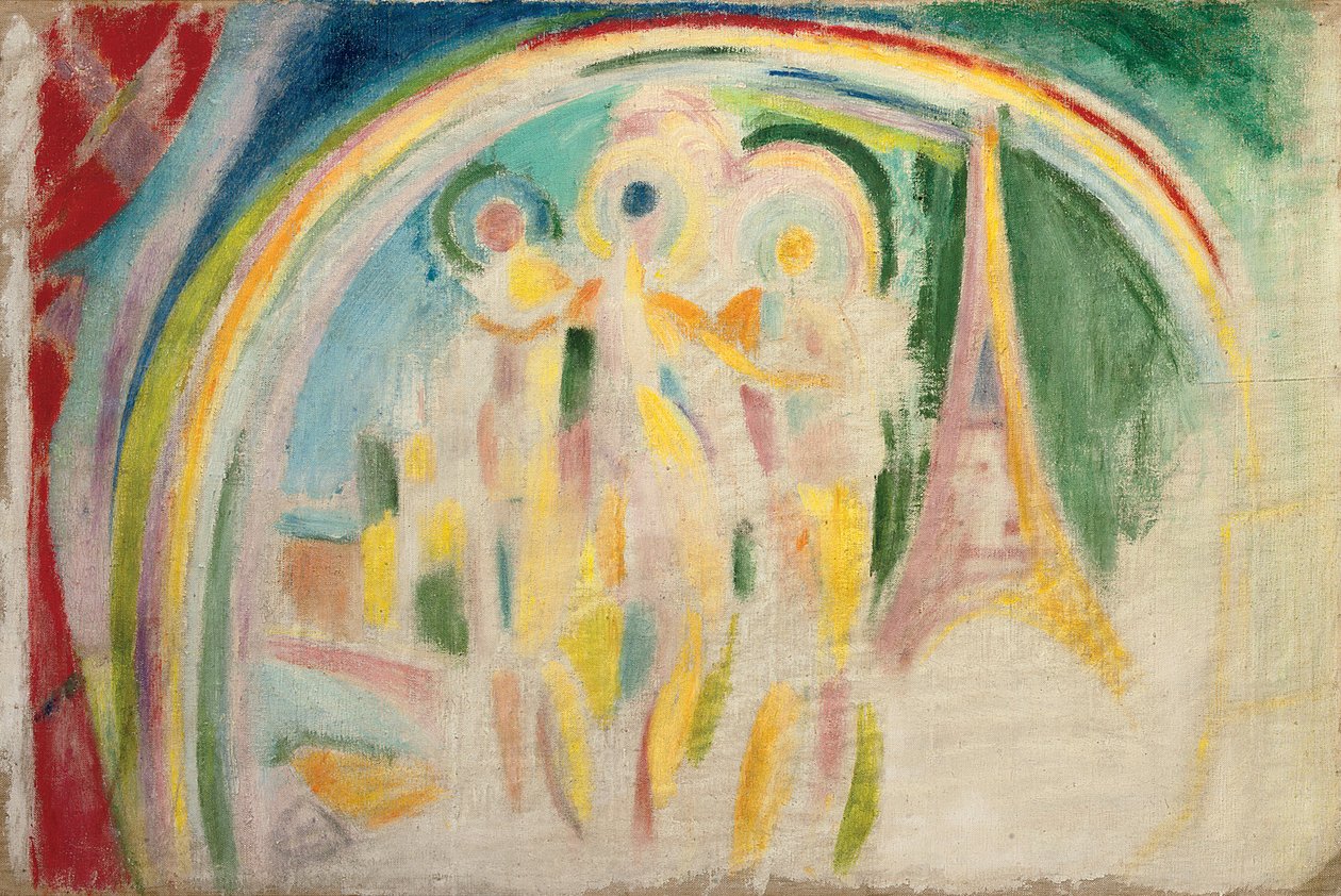 Las Tres Gracias, estudio para "La Ville de Paris", c.1911-1912 (óleo sobre lienzo) de Robert Delaunay