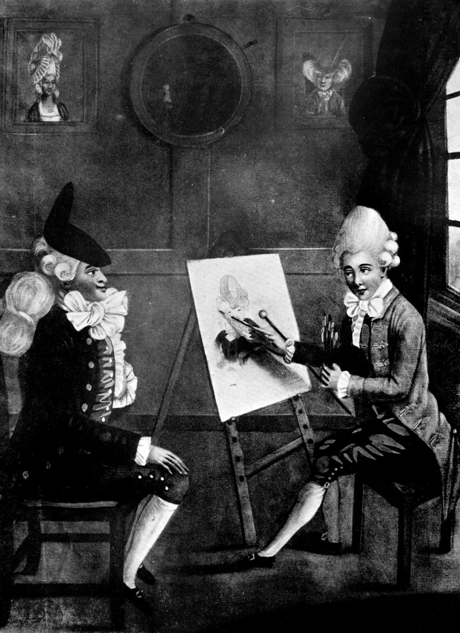 El pintor de macarrones, o Billy Dimple posando para su retrato, 1770 de Robert Dighton
