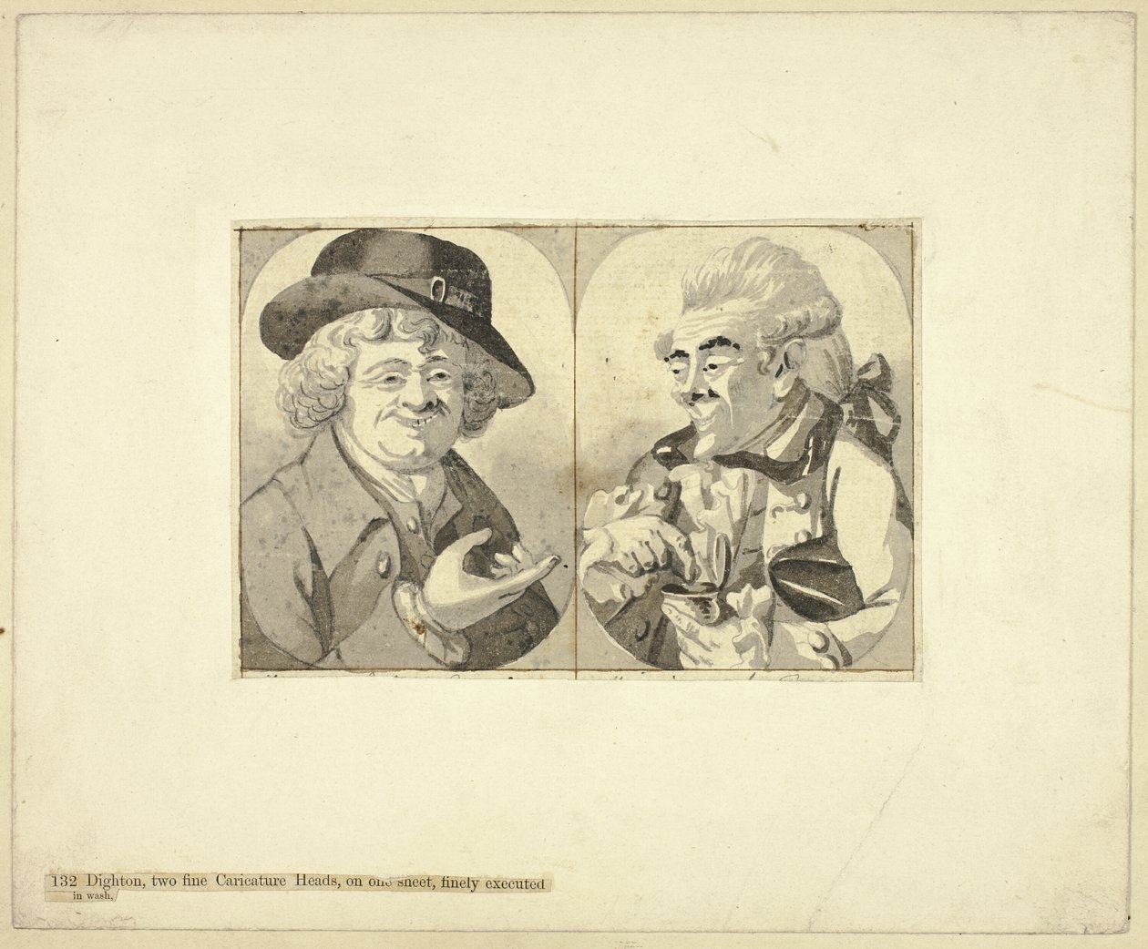 Dos caricaturas de busto de Robert Dighton