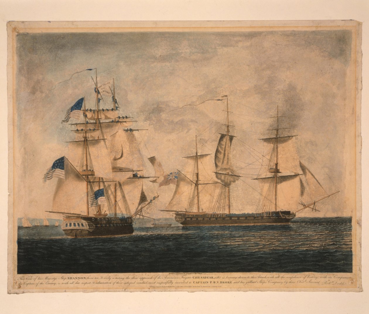 HMS Shannon captura USS Chesapeake, 1 de junio de 1813 de Robert Dodd