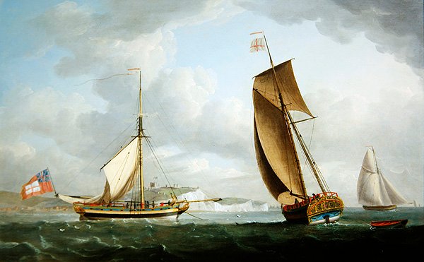 El yate de Trinity House en dos posiciones frente a Dover de Robert Dodd