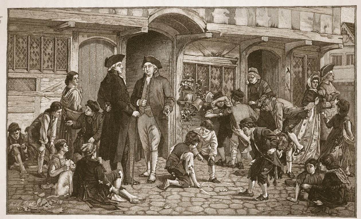 El origen de las Escuelas Dominicales: Hare Lane, Gloucester, 1780, ilustración de 