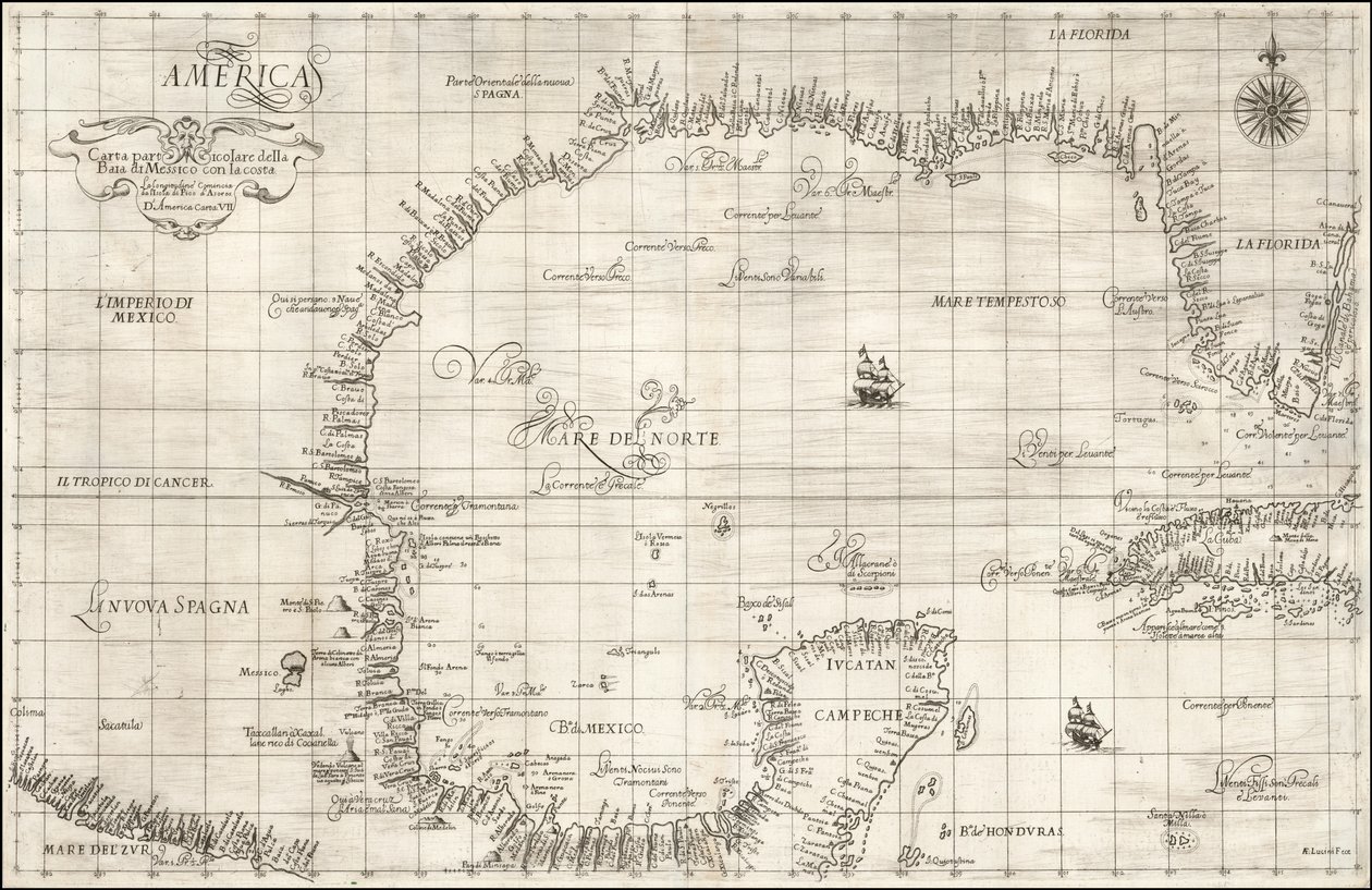 Mapa de 1646 del Golfo de México por Robert Dudley de Robert Dudley