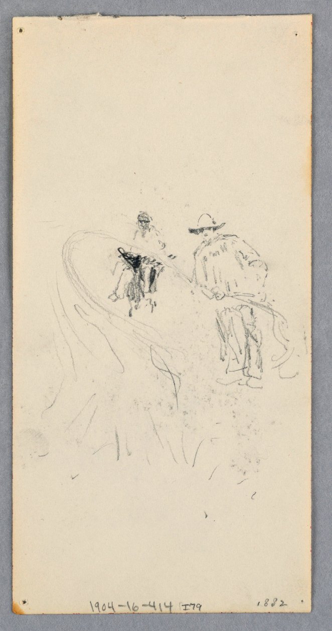 Dibujo, Pared exterior: Vano, balcón y cornisa (anverso); dos figuras y líneas sin identificar (reverso), 1882 de Robert Frederick Blum