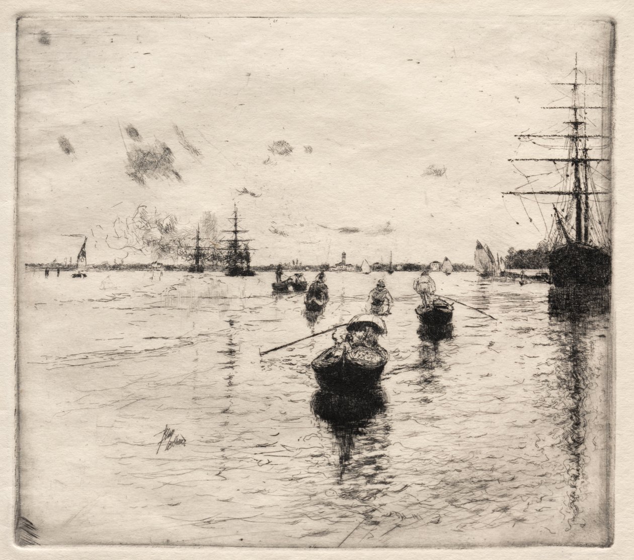 Laguna con vapores y góndolas de Robert Frederick Blum