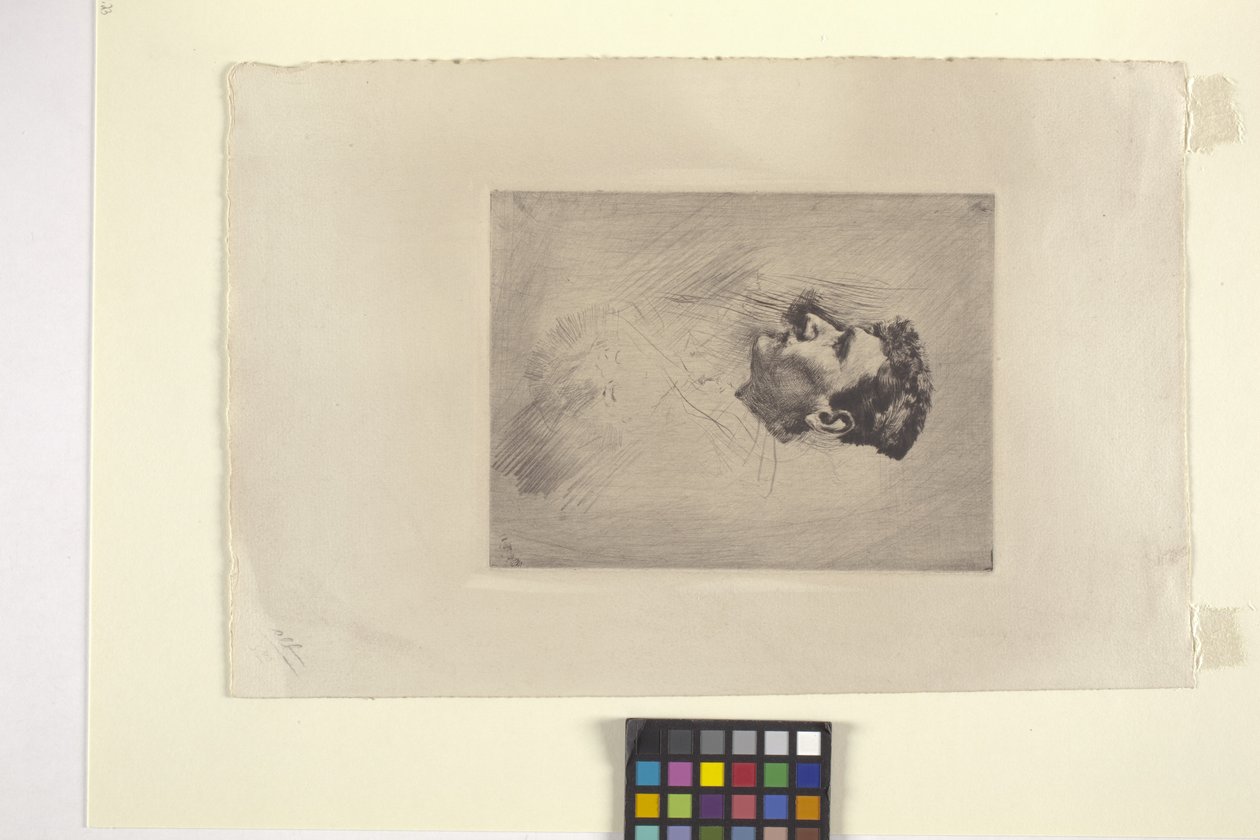 Retrato de perfil de un hombre (aguafuerte) de Robert Frederick Blum