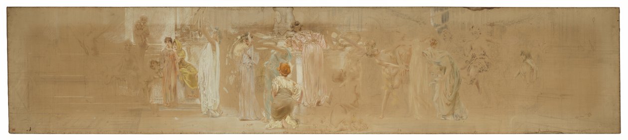 Estudio para una procesión, "Festival de la vendimia," Mendelssohn Glee Club, Nueva York, NY de Robert Frederick Blum
