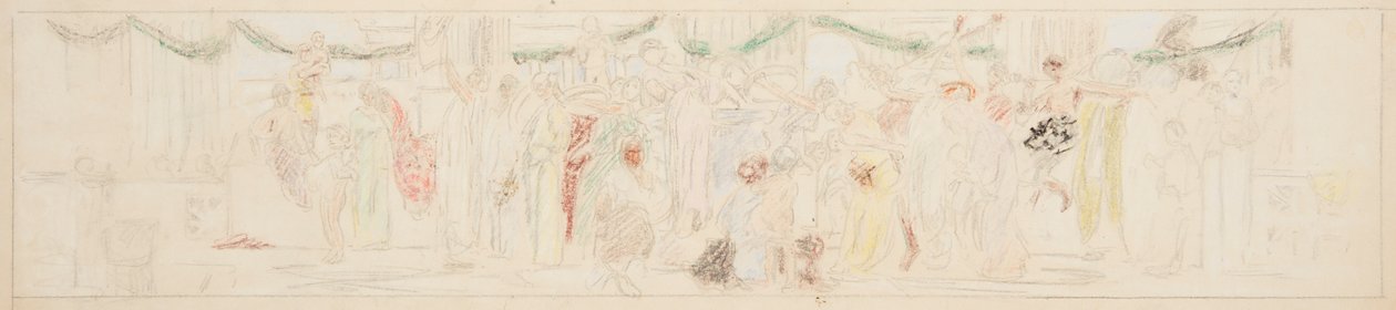 Estudio para una procesión, "Festival de la Vendimia," Mendelssohn Glee Club, Nueva York, NY de Robert Frederick Blum