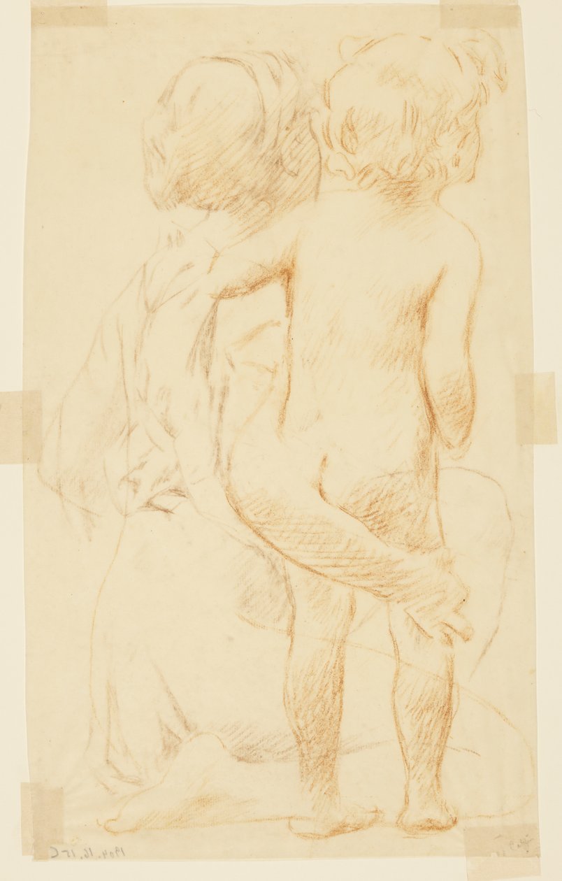 Estudio para una mujer sentada con un niño, "Festival de la Vendimia," Mendelssohn Glee Club, Nueva York, NY de Robert Frederick Blum