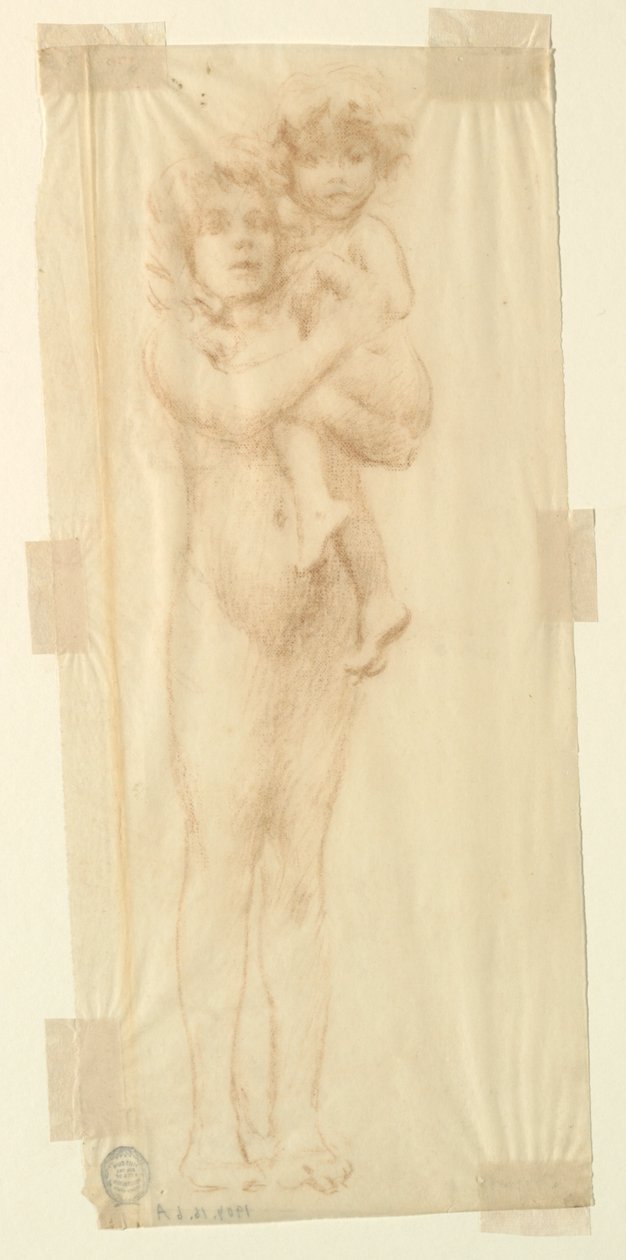Estudio para una mujer sosteniendo a un niño, "Festival de la Vendimia", Mendelssohn Glee Club, Nueva York, NY de Robert Frederick Blum