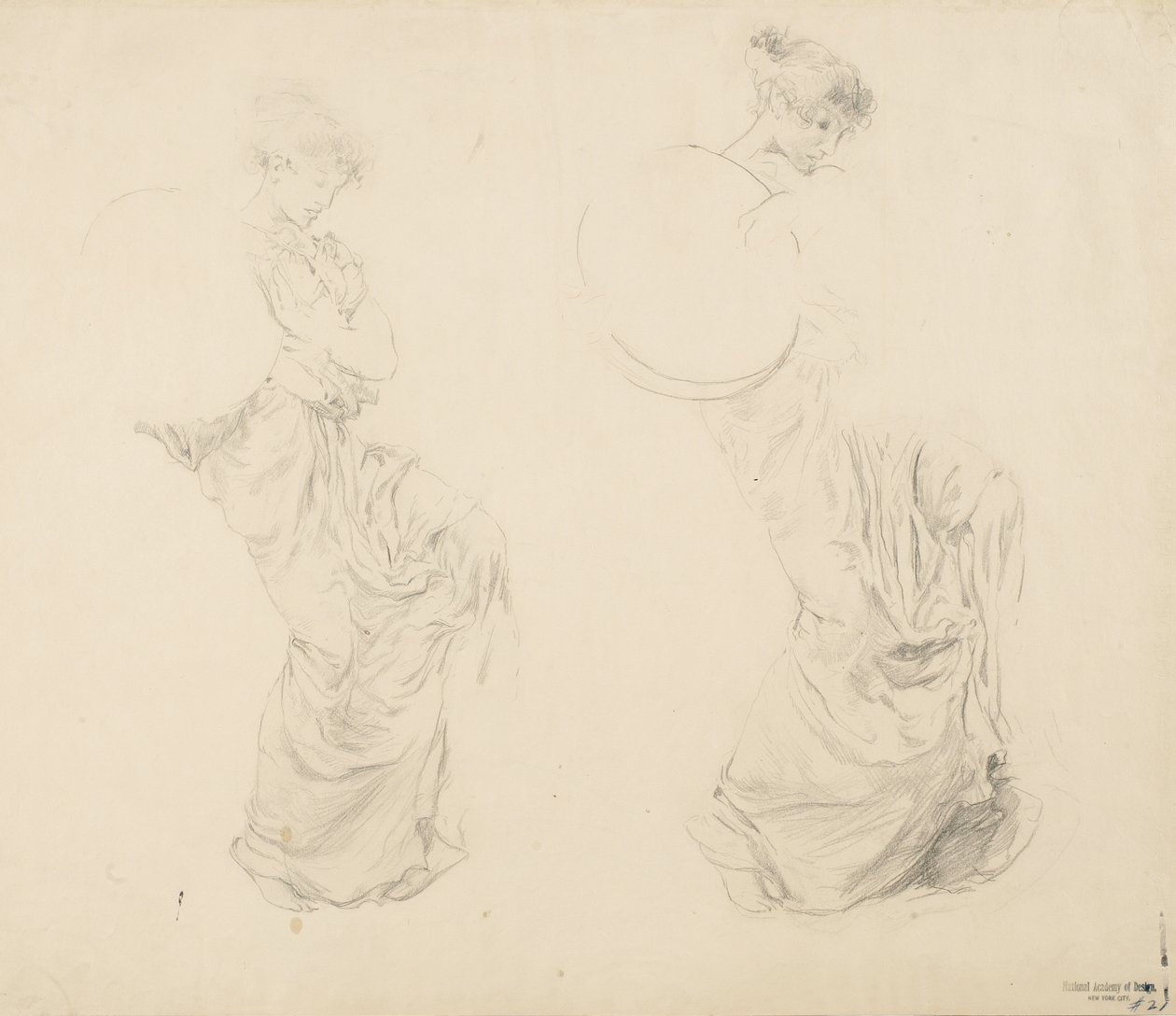 Estudio de dos figuras femeninas para mural Moods to Music, 1893-95 de Robert Frederick Blum