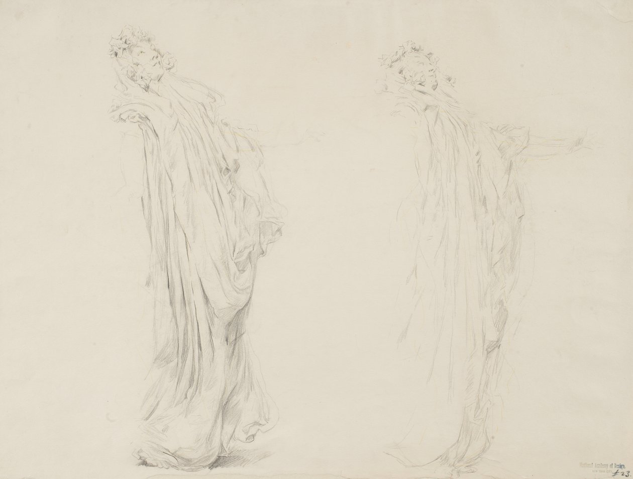 Estudio de dos figuras femeninas para mural Moods to Music, 1893-95 de Robert Frederick Blum
