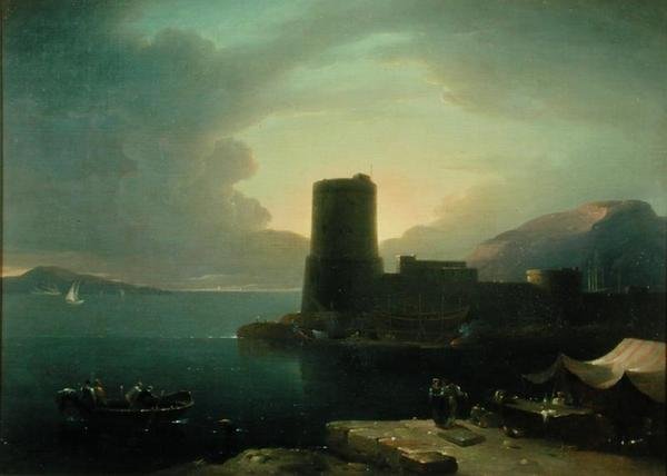 El promontorio de Posilipio, en la bahía de Nápoles, con el Monte Vesubio al fondo de Robert Freebairn
