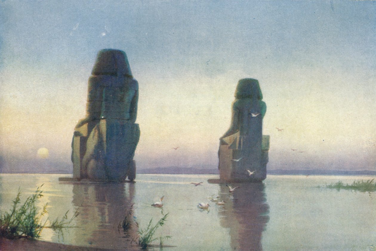 Los colosos de Tebas - Salida de la luna, c1880 de Robert George Talbot Kelly