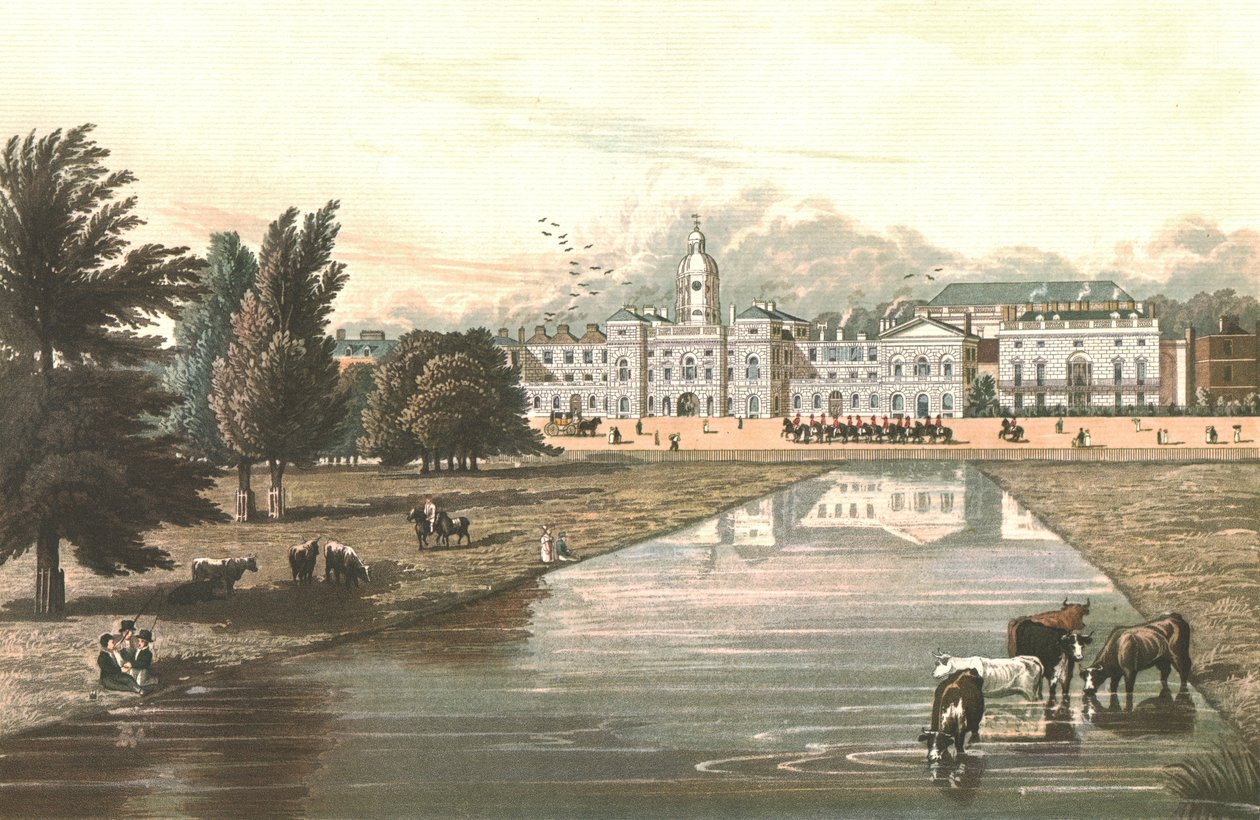 La Guardia Montada y la Casa Melbourne, c. 1821 de Robert Havell