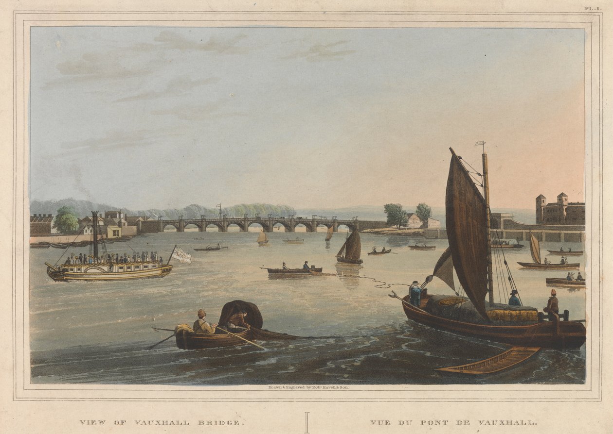 Vista del puente de Vauxhall de Robert Havell