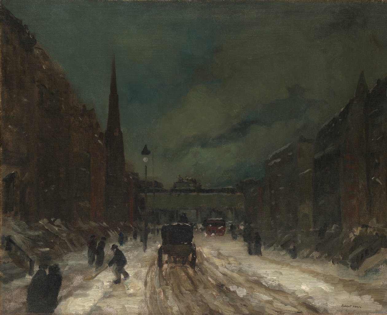 Escena callejera con nieve (57th Street, NYC.) de Robert Henri