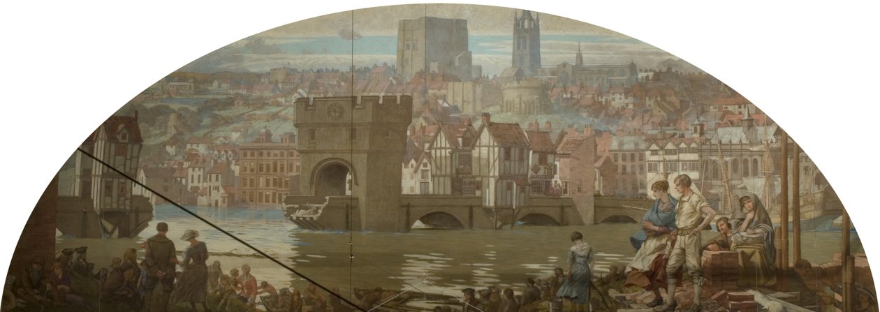Newcastle upon Tyne desde Gateshead - La Gran Inundación, 1771 d.C. (óleo sobre lienzo) de Robert John Scott Bertram