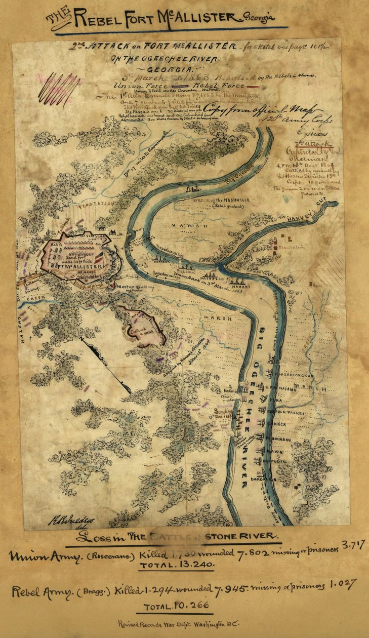 2º ataque a Fort McAllister en el río Ogeechee, Georgia LOC gvhs01.vhs00278 de Robert Knox Sneden