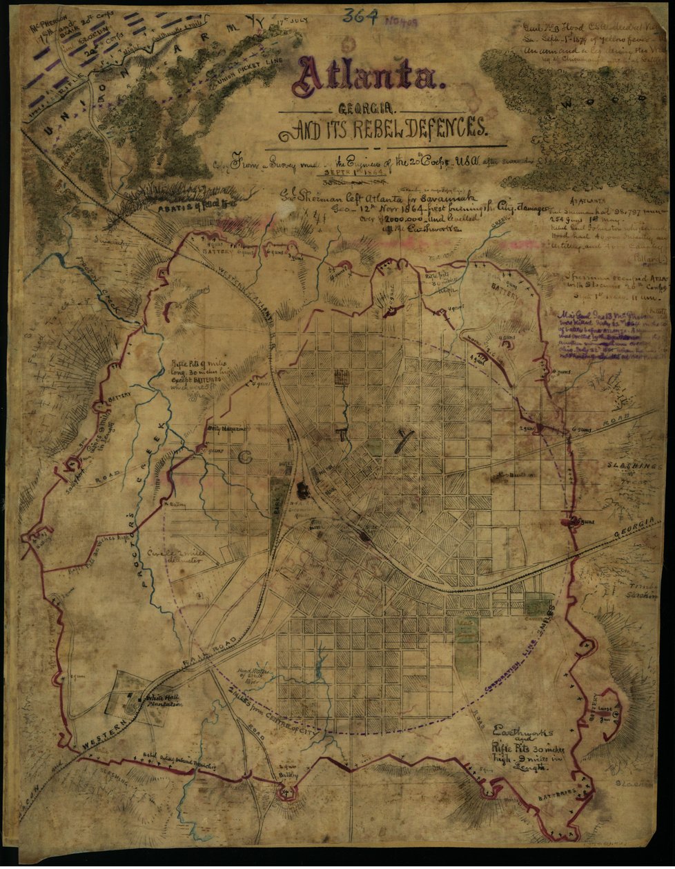 Atlanta, Georgia y sus defensas rebeldes (sic) LOC gvhs01.vhs00311 de Robert Knox Sneden