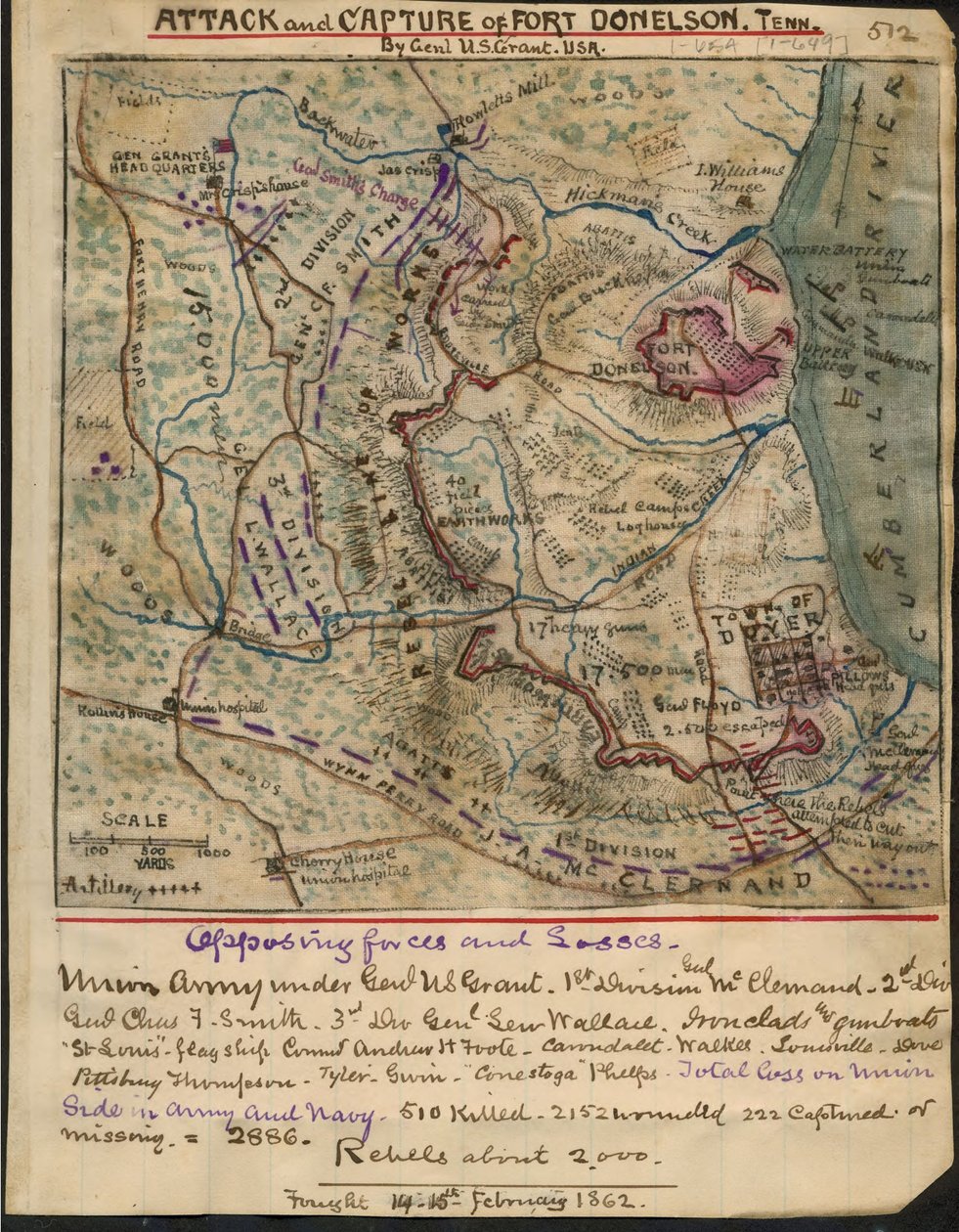 Ataque y captura de Fort Donelson, Tenn. por el Gral. U.S. Grant U.S.A. LOC gvhs01.vhs00078 de Robert Knox Sneden