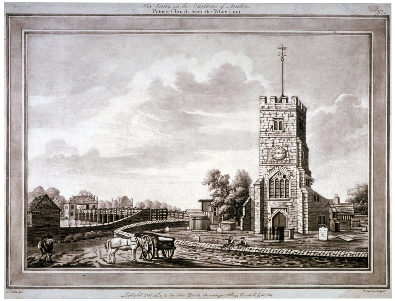 Iglesia de Santa María, Putney, Wandsworth, Londres, 1783 de Robert Laurie