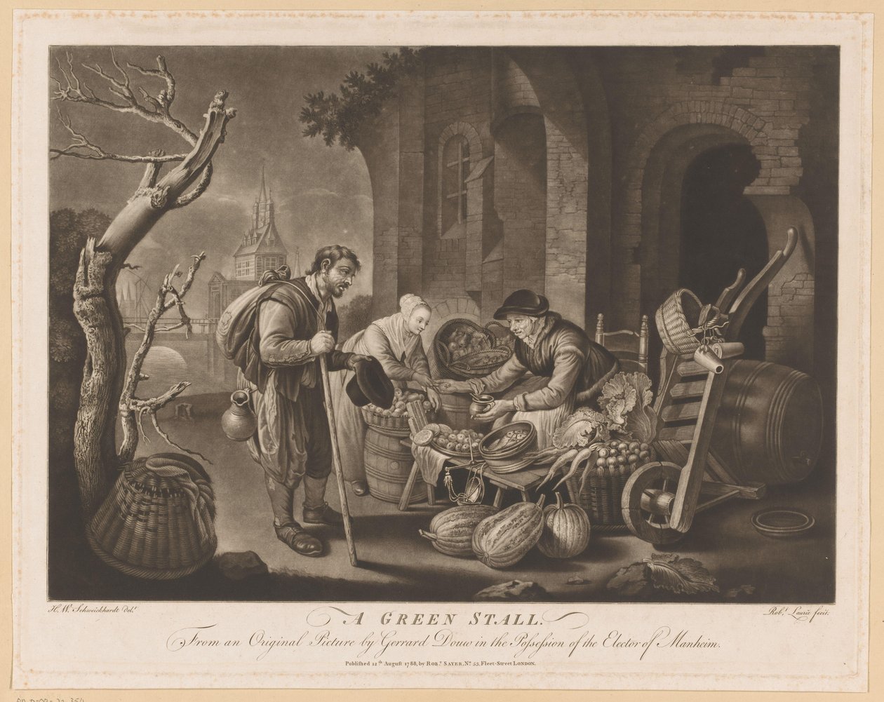 Puesto de verduras y mendigo de Robert Laurie