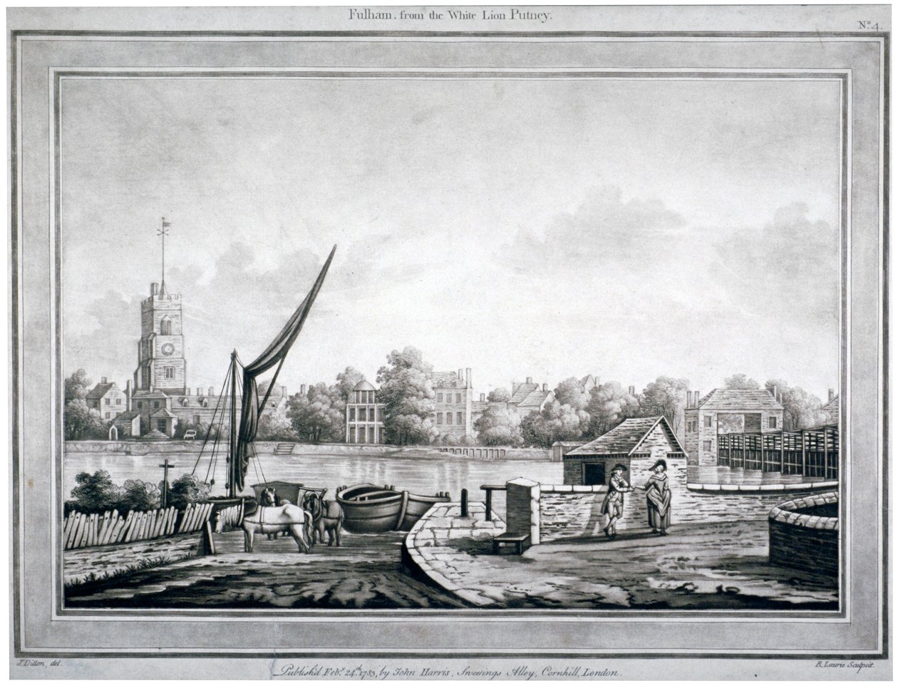 Vista de Fulham desde White Lion Inn, Putney, Londres de Robert Laurie