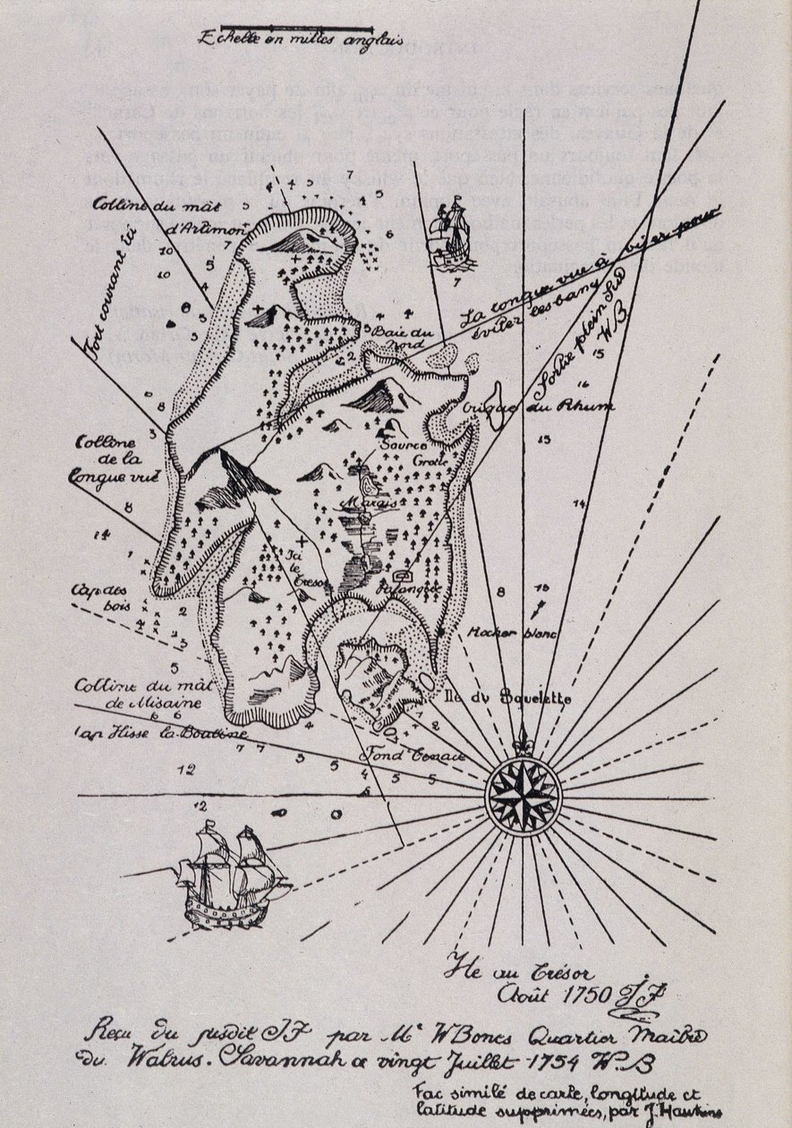 Mapa de una isla en el Tesoro (¿Piratas?) de Robert Louis Stevenson