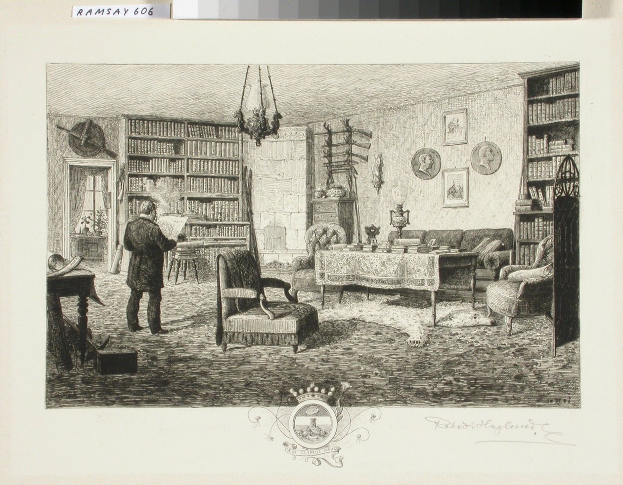 Adolf Erik Nordenskjöld en su biblioteca de Robert Ludvig Haglund