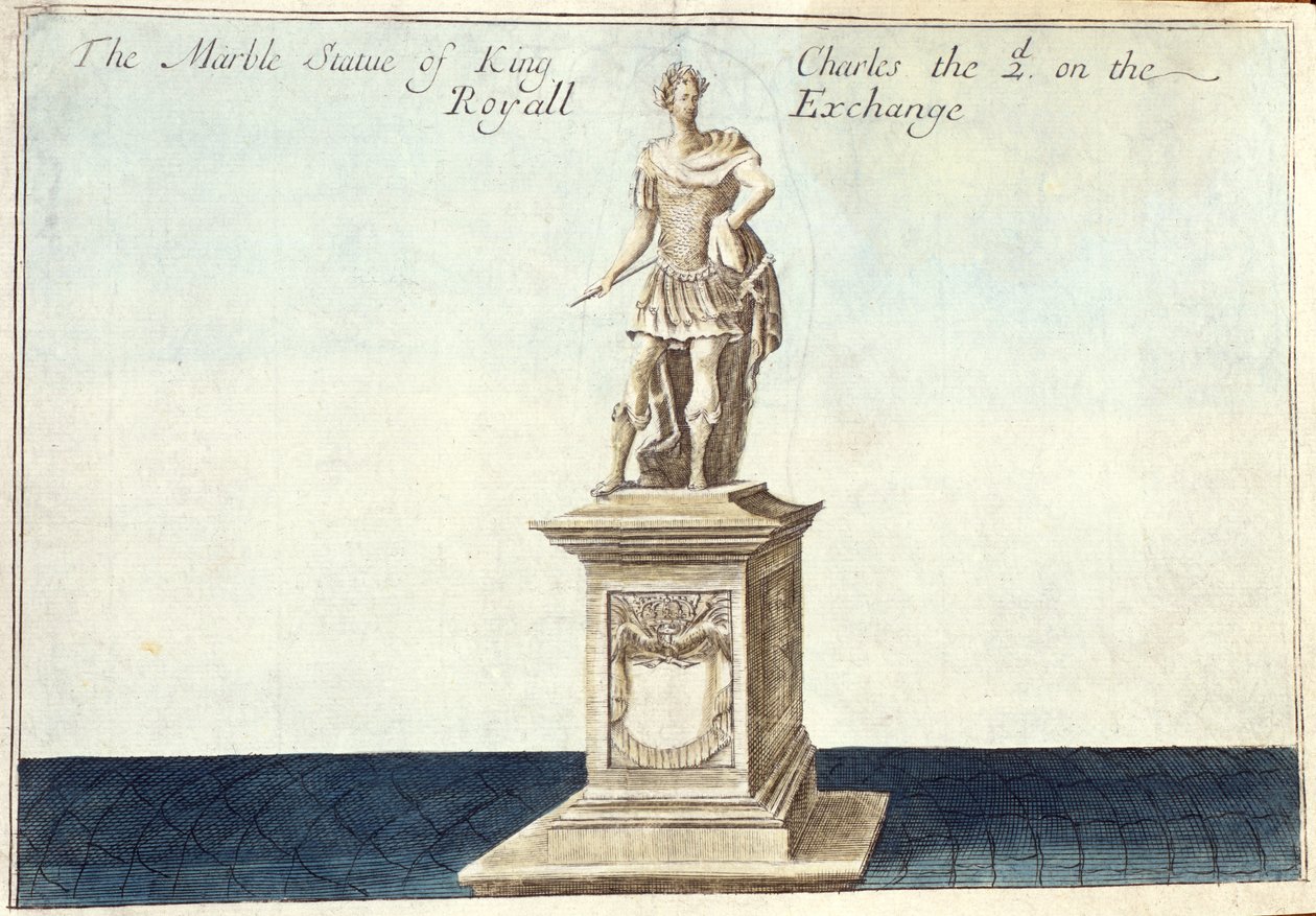 Estatua de mármol del Rey Carlos II (1630-85) en el Royal Exchange, de 