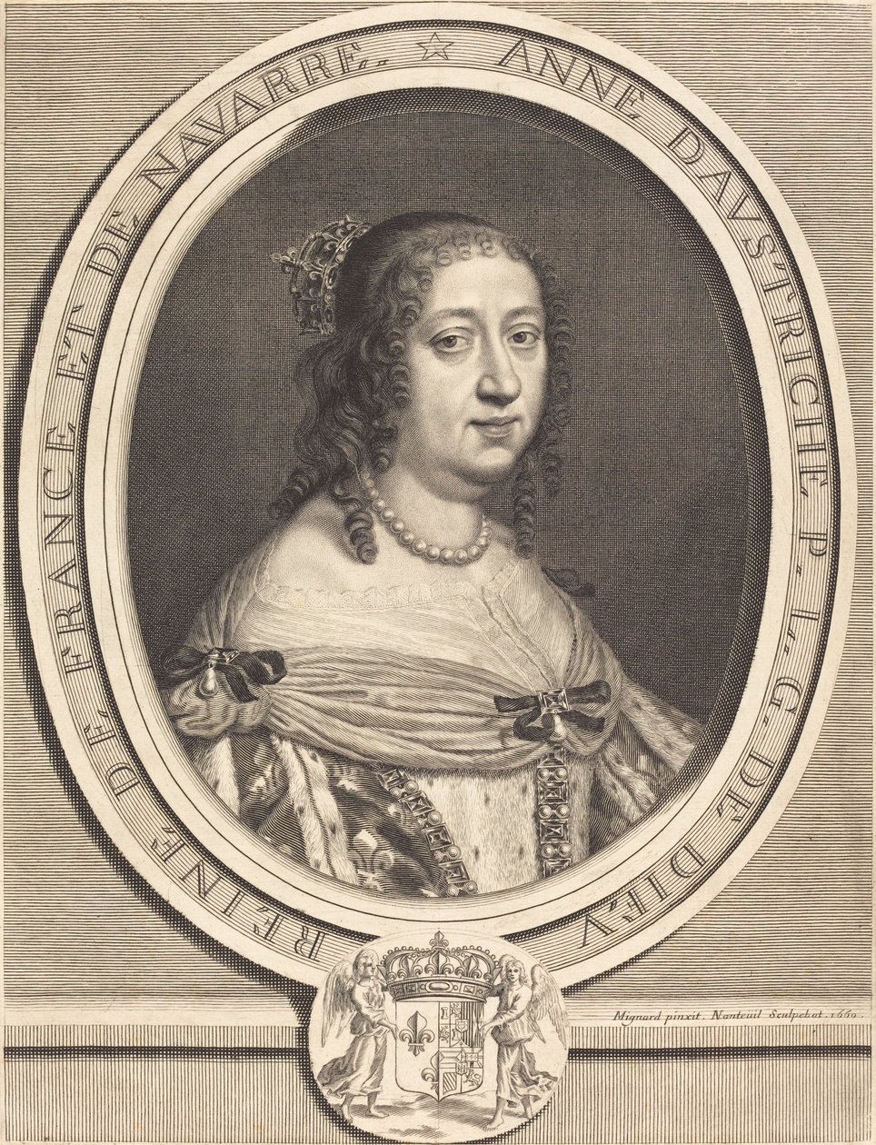 Ana de Austria, Reina de Francia y Navarra de Robert Nanteuil after Pierre Mignard I