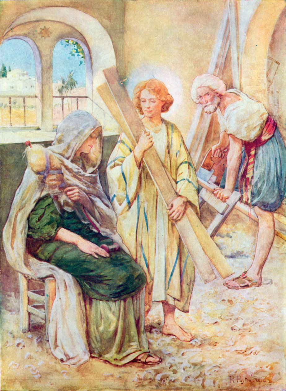 La infancia de Jesús (litografía en color) de Robert Payton Reid