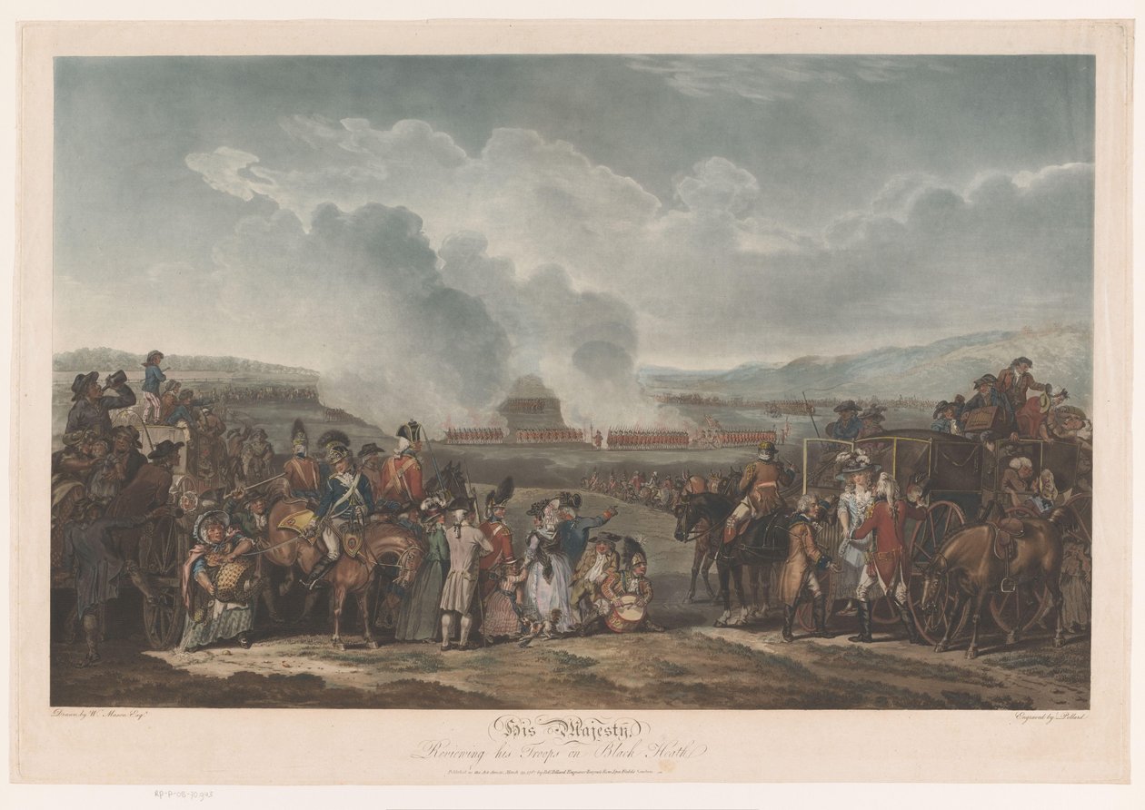 George III observa a sus tropas en Blackheath Su Majestad, revisando sus tropas en Black Heath (título sobre objeto) de Robert Pollard (I)