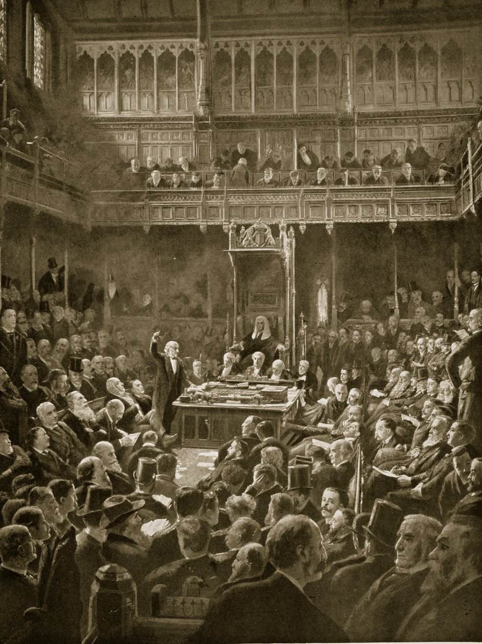 Gladstone presentando el proyecto de ley de autonomía, febrero de 1893 de Robert Ponsonby Staples