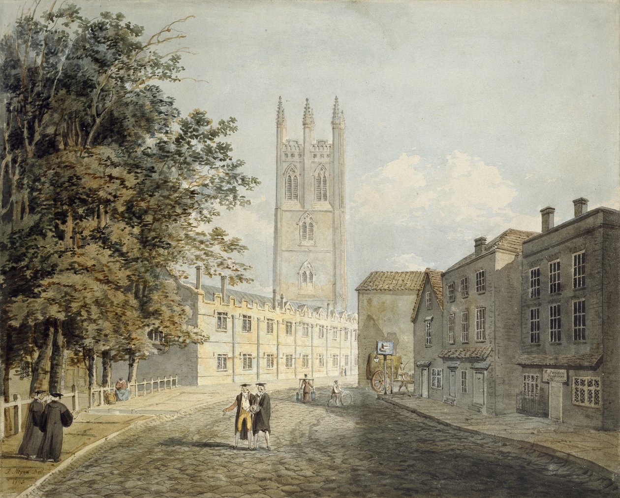 Magdalen College y el extremo oriental de High Street, Oxford de Robert Revd Nixon