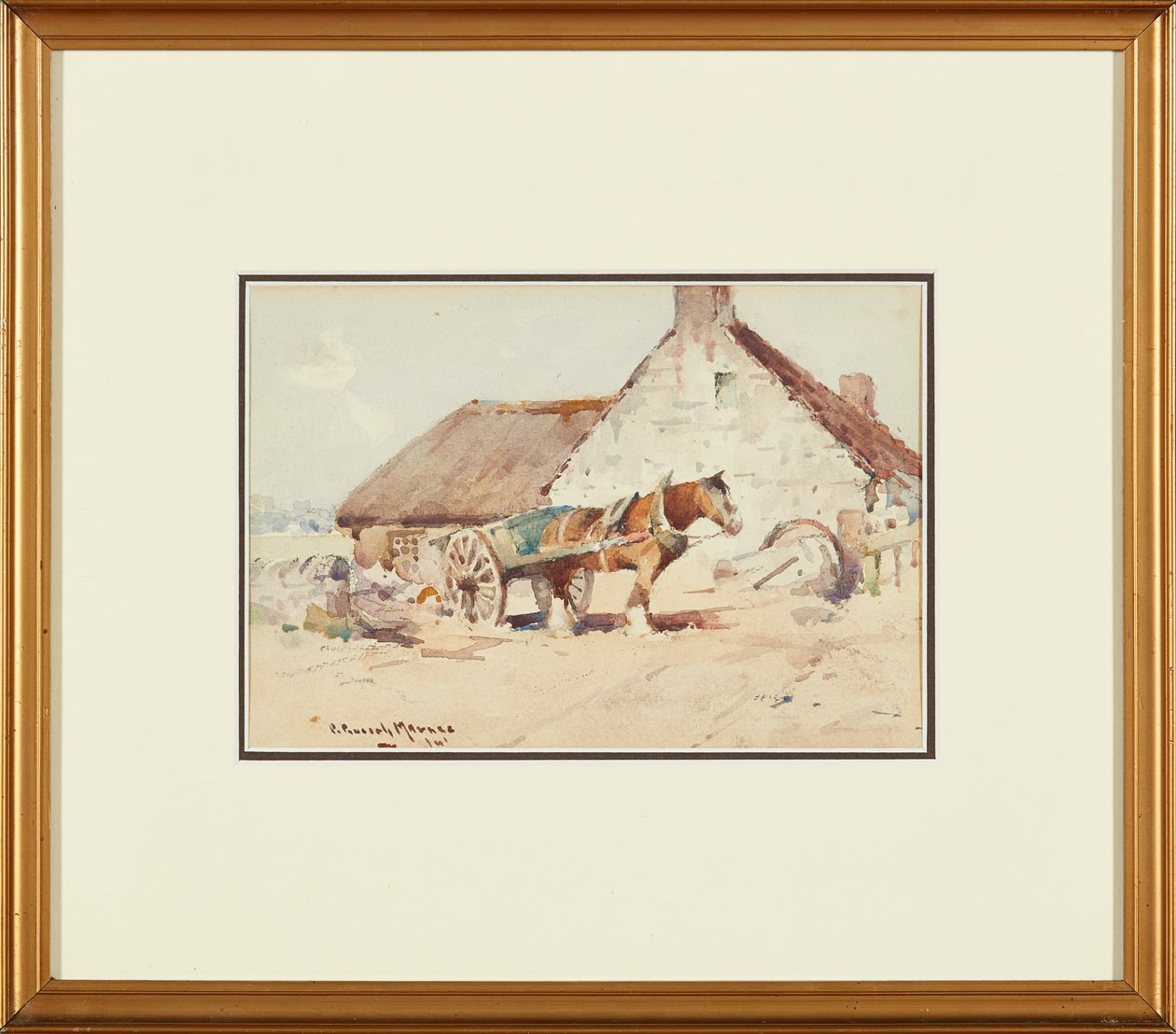 Caballo y carro (acuarela) de Robert Russell MacNee