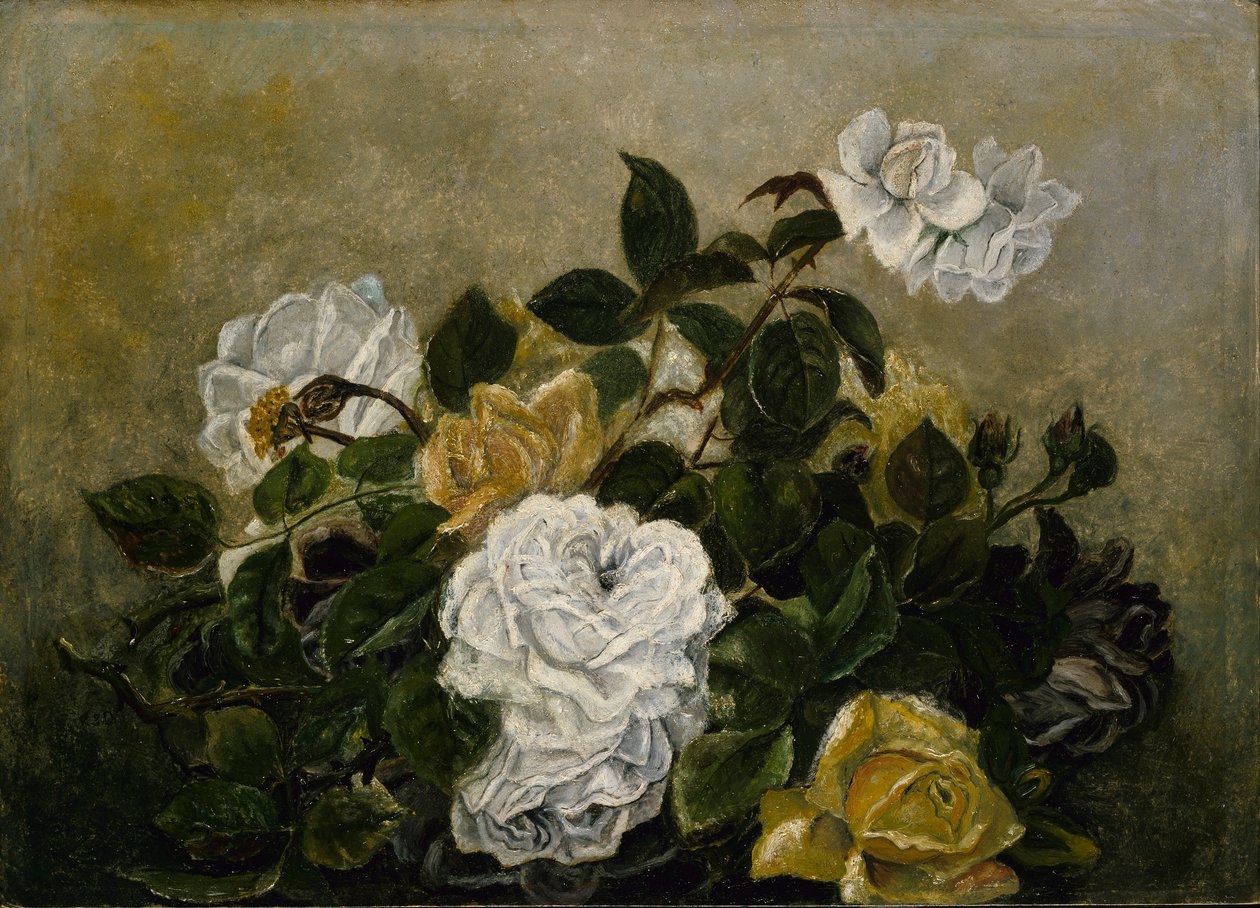 Rosas--Fancy Still Life, Naturaleza muerta con rosas de Robert S. Duncanson