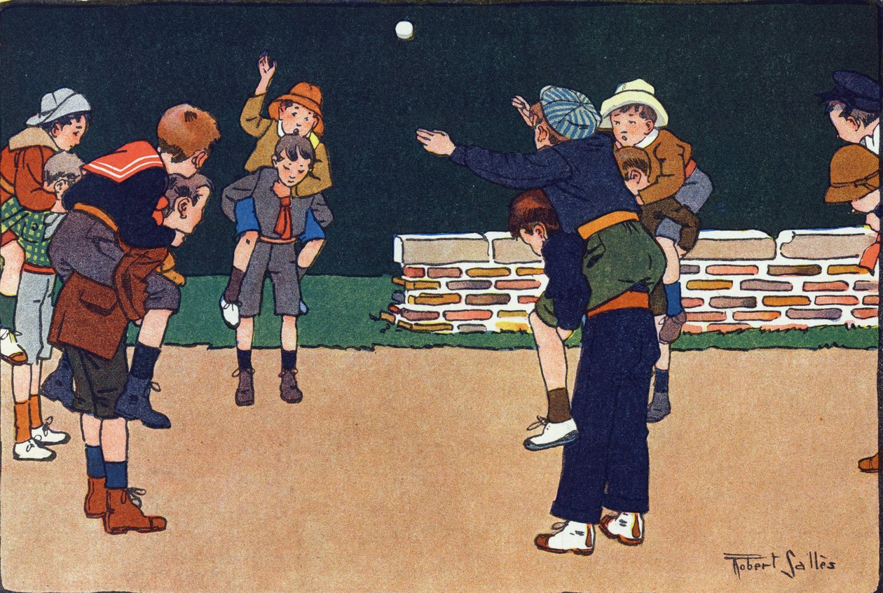 La bala del caballero. Grabado en "¿A qué jugamos?" de E. Weber con dibujos acuarelados de Robert Salles (1871-1929). Librería Garnier Freres, París de Robert Salles