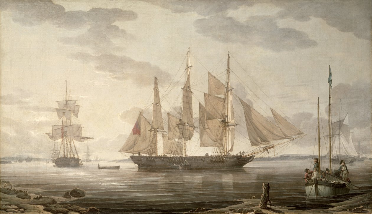 Barcos en el puerto, 1805 de Robert Salmon