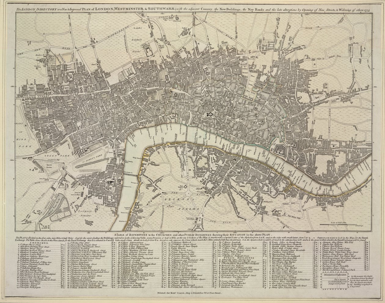 Plano de Londres, Westminster y Southwark de Robert Sayer