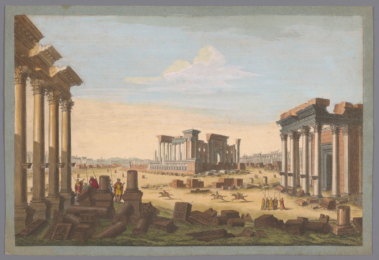 Vista de las ruinas de los monumentos de Palmyra vistas desde el noroeste Una perspectiva general de Palmira desde el noroeste (título sobre objeto) de Robert Sayer