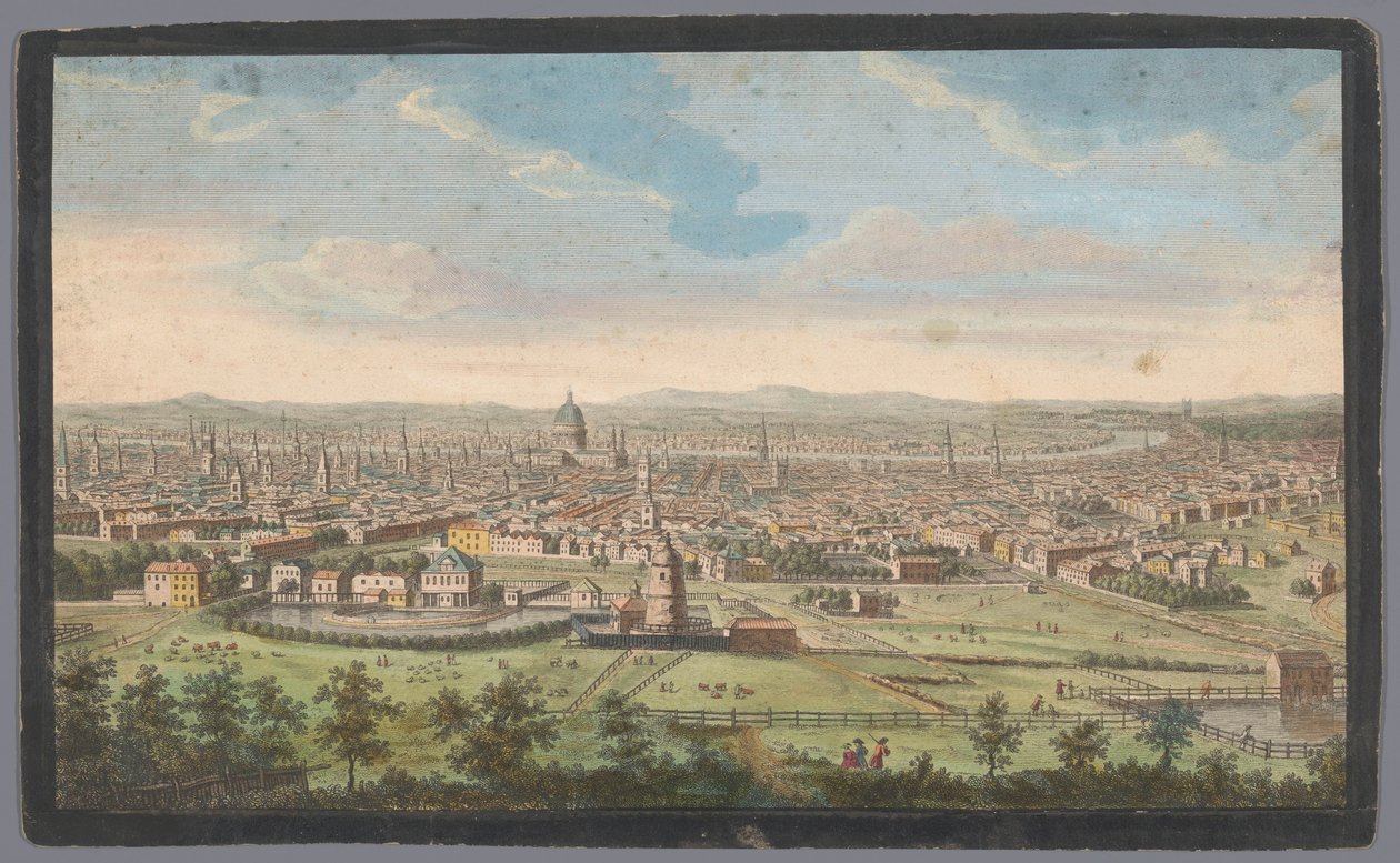 Vista de la ciudad de Londres vista desde el norte Una vista del norte de Londres (título sobre el objeto) Londres (título de la serie) de Robert Sayer