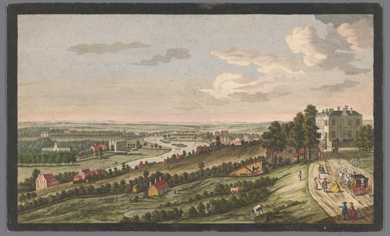 Vista de la ciudad de Richmond sobre el río Támesis Una vista al oeste de Richmond &c. en Surry, de Star and Garter on the Hill (título sobre el objeto) Támesis (título de la serie) de Robert Sayer