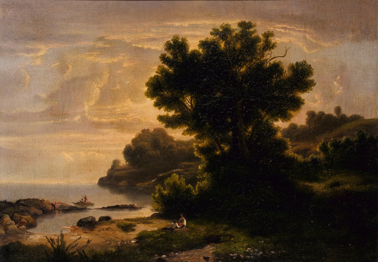 Paisaje con familia junto al lago, 1858 de Robert Seldon Duncanson