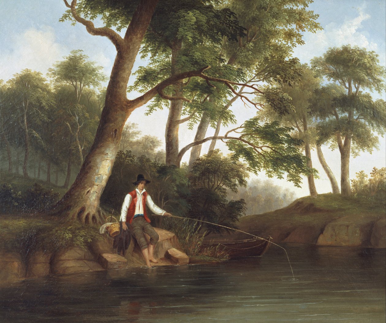 Hombre pescando de Robert Seldon Duncanson