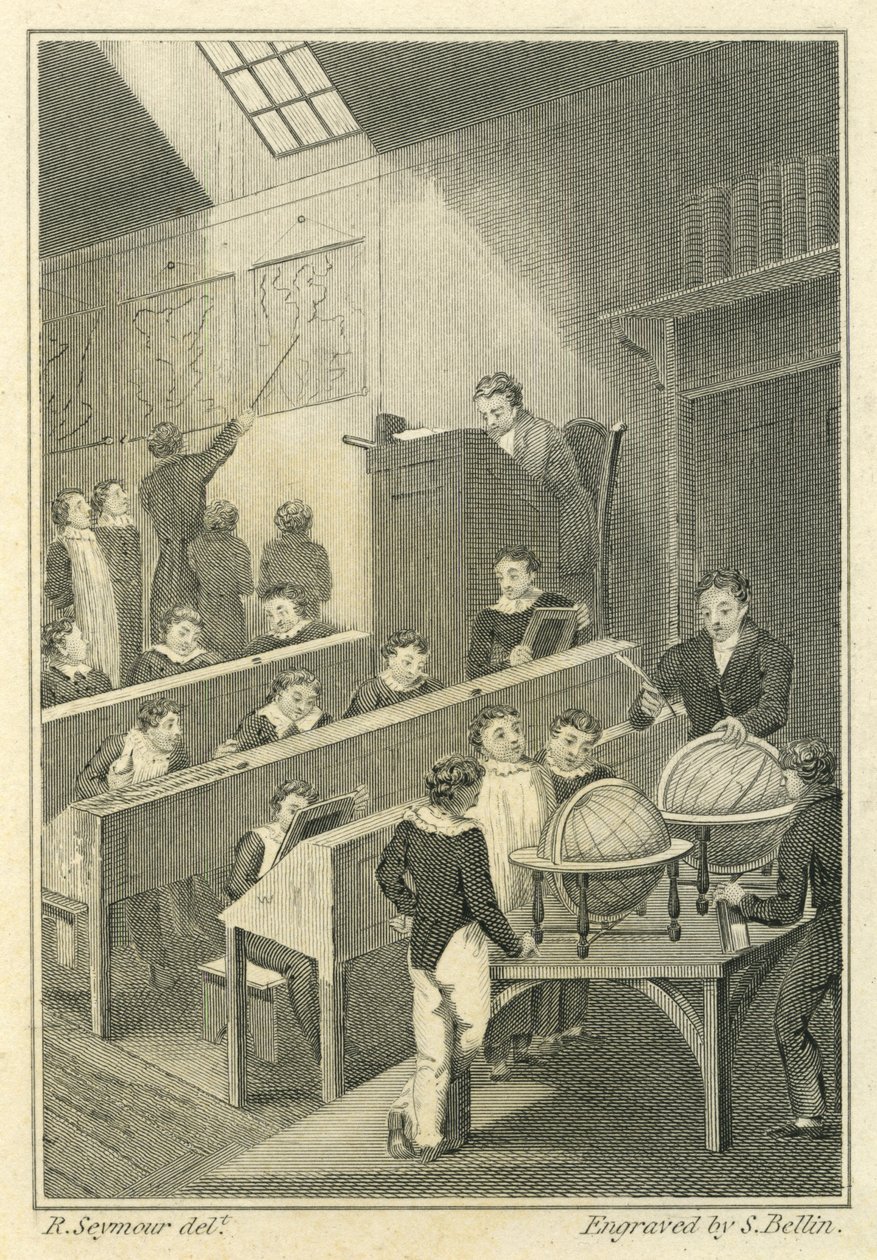 Nicholas Nickleby: Dotheboys Hall, grabado por Samuel Bellin (1799-1893) de Robert Seymour