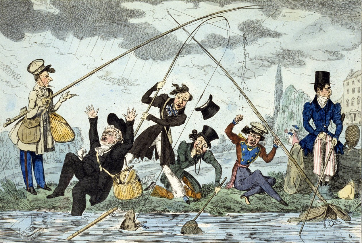 Waltonising o pescador de tierras verdes, c.1830 de Robert Seymour
